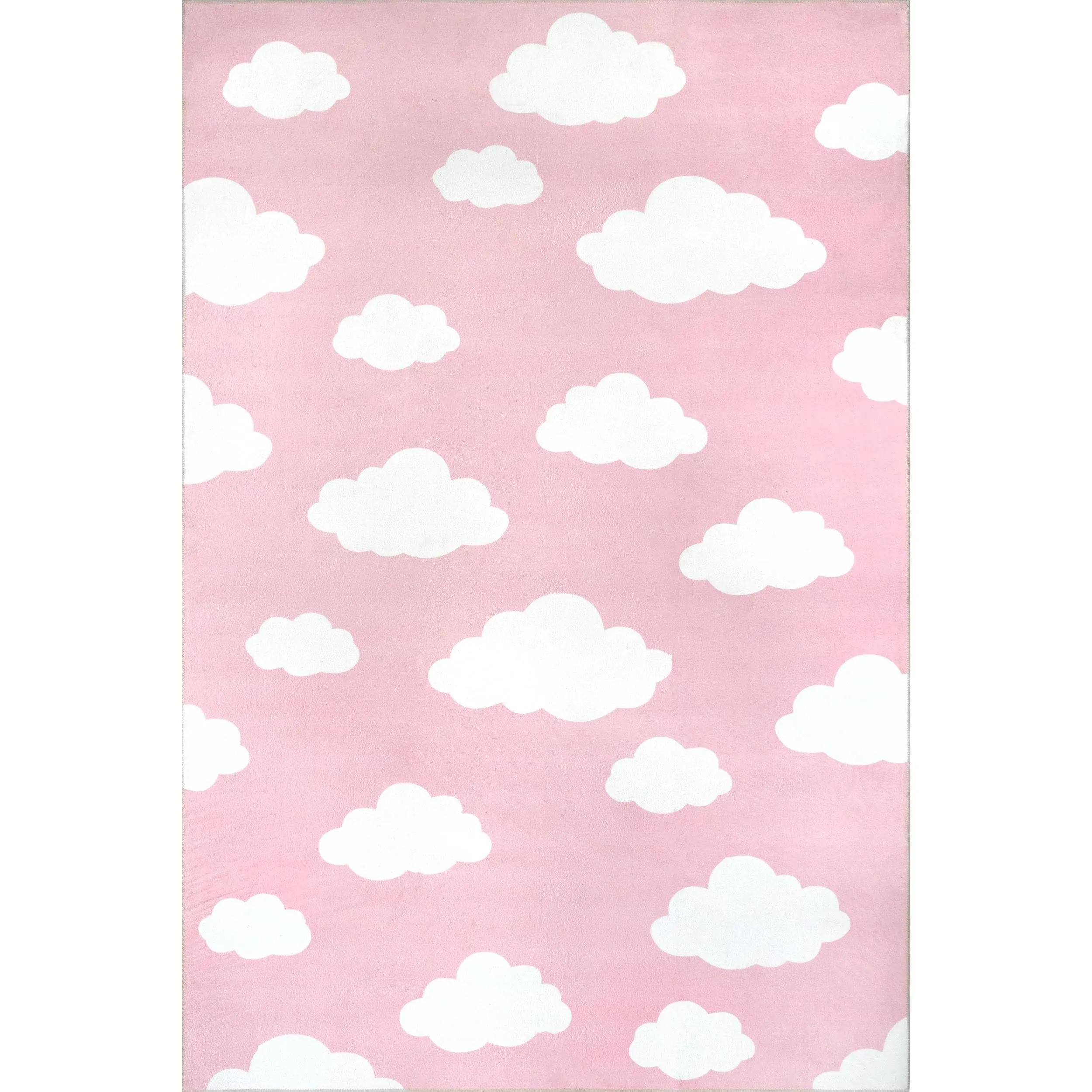 nuLOOM Lilia Machine Washable Kids Cloud Ultra Thin Area Rug, 4' x 6', Pink