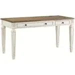 Signature Design by Ashley Realyn French Country 60" Home Office Lift Top Desk with USB Charging, Chipped White