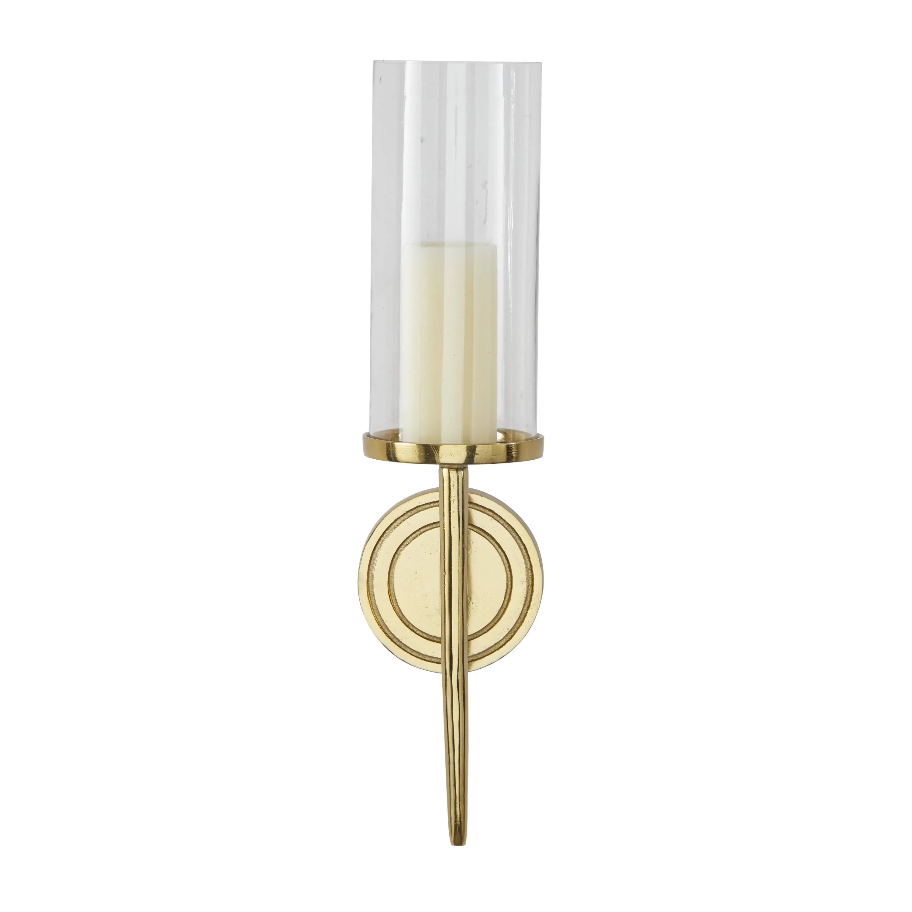 Decmode Gold Aluminum Wall Sconce with Glass Holder, Size: Large