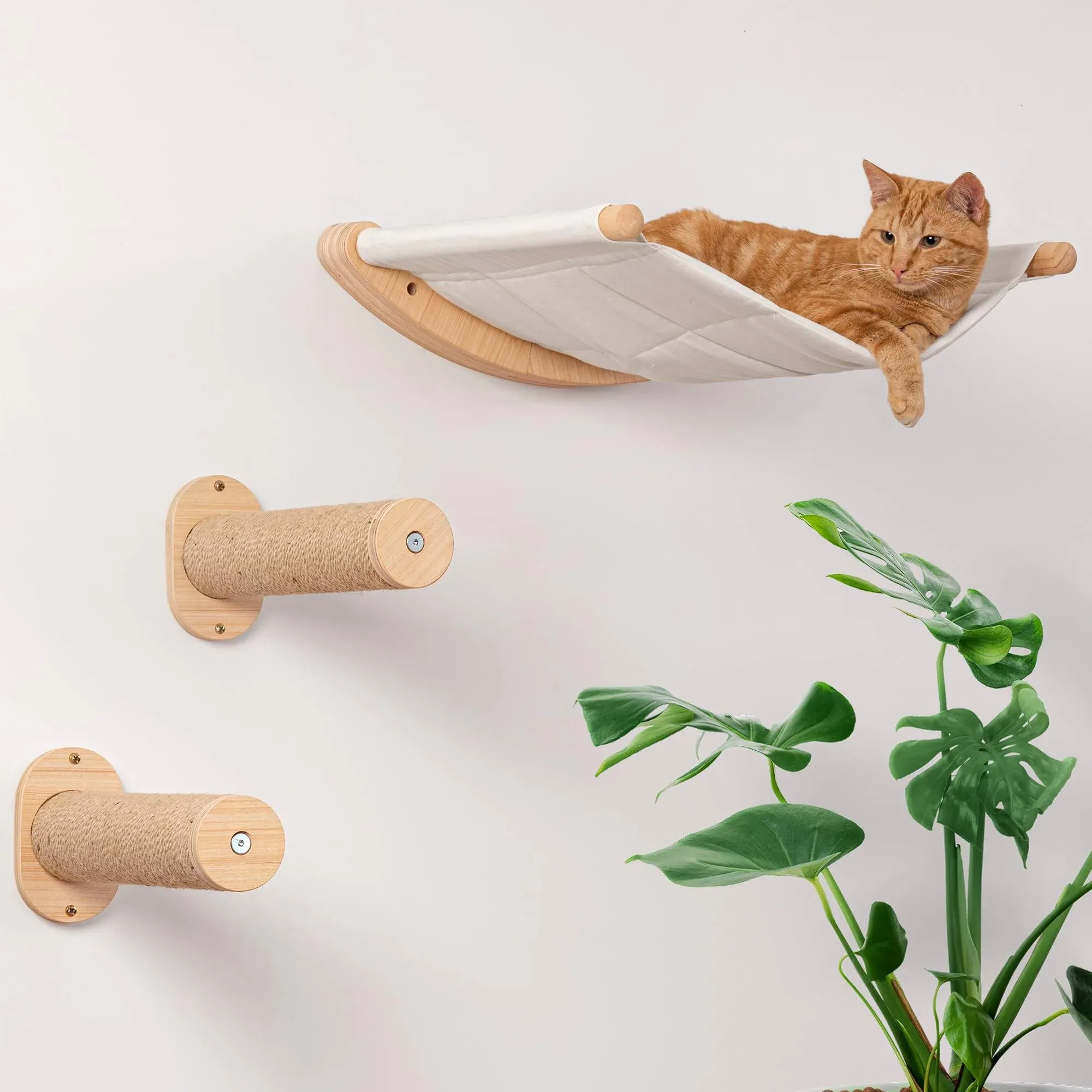 7 Ruby Road Cat Hammock Wall Mounted Cat Shelf with Two Steps - Cat Wall Shelves ...