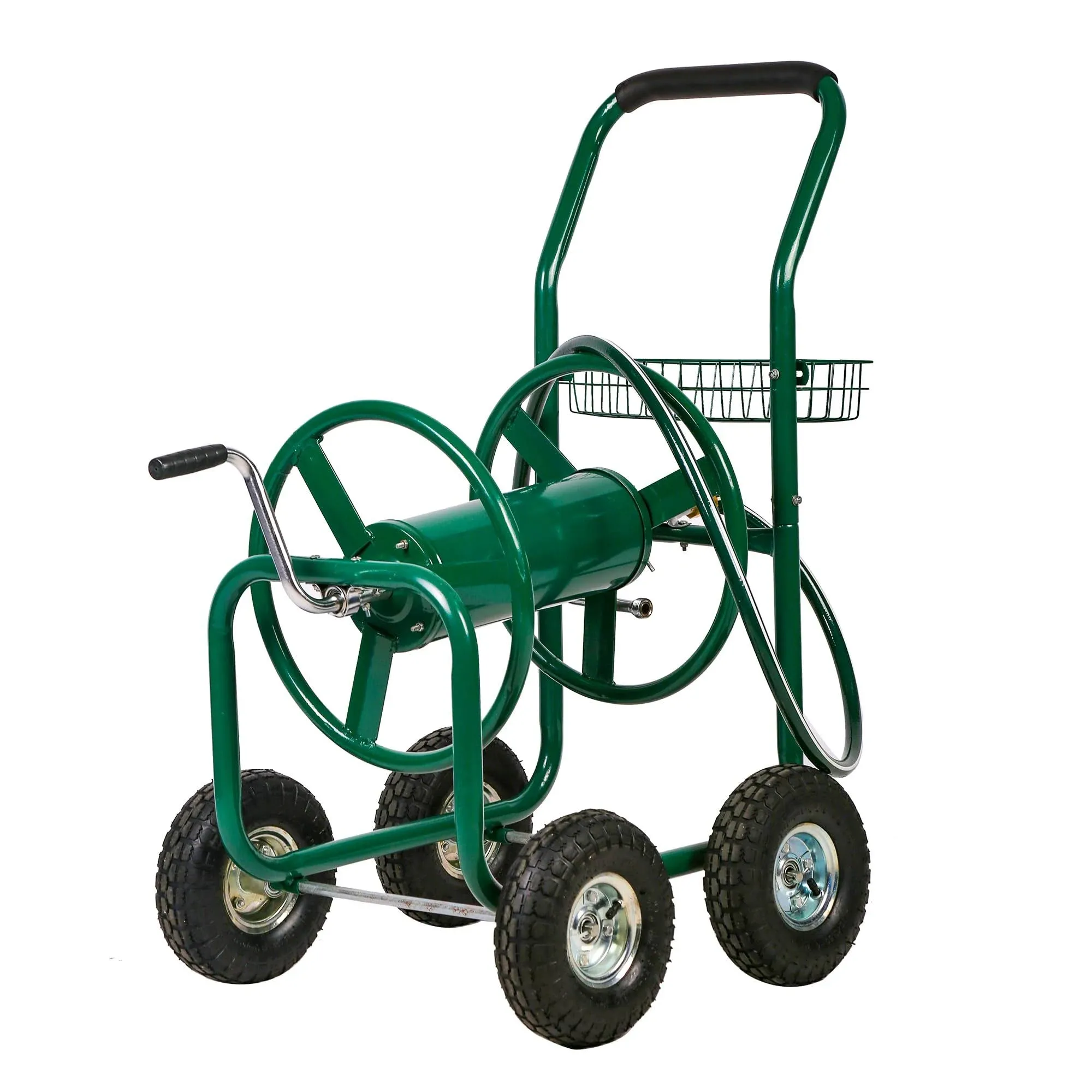 Heavy Duty Garden Water Hose Reel Cart Outdoor Yard Planting w/ Basket