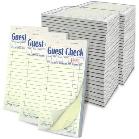 FMP Brands Double Part Guest Check Pads for Restaurants, Server Note Pads Total ...