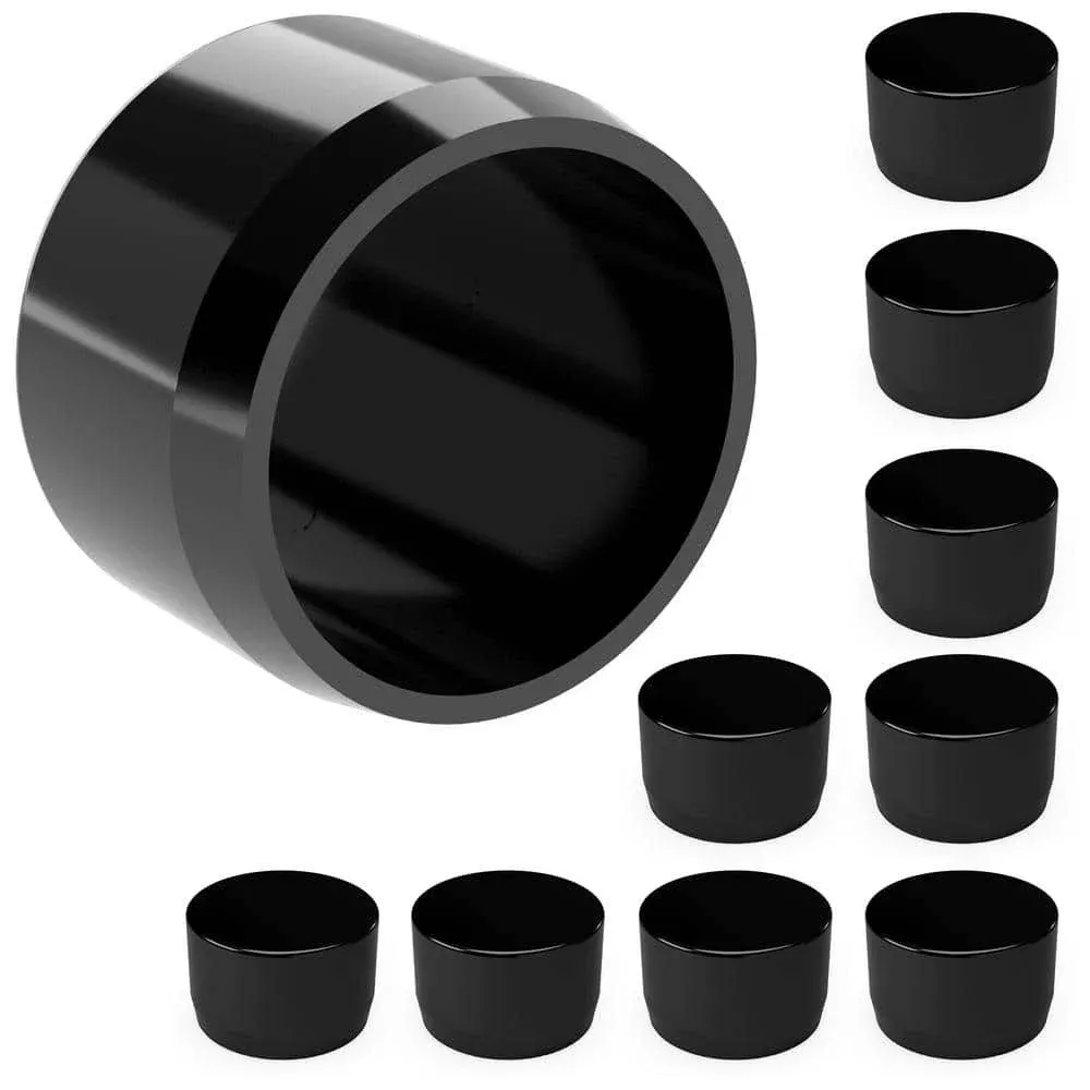 1/2&#034; External Flat PVC Cap, Black (10-PK) FORMUFIT Furniture Grade, Made in USA