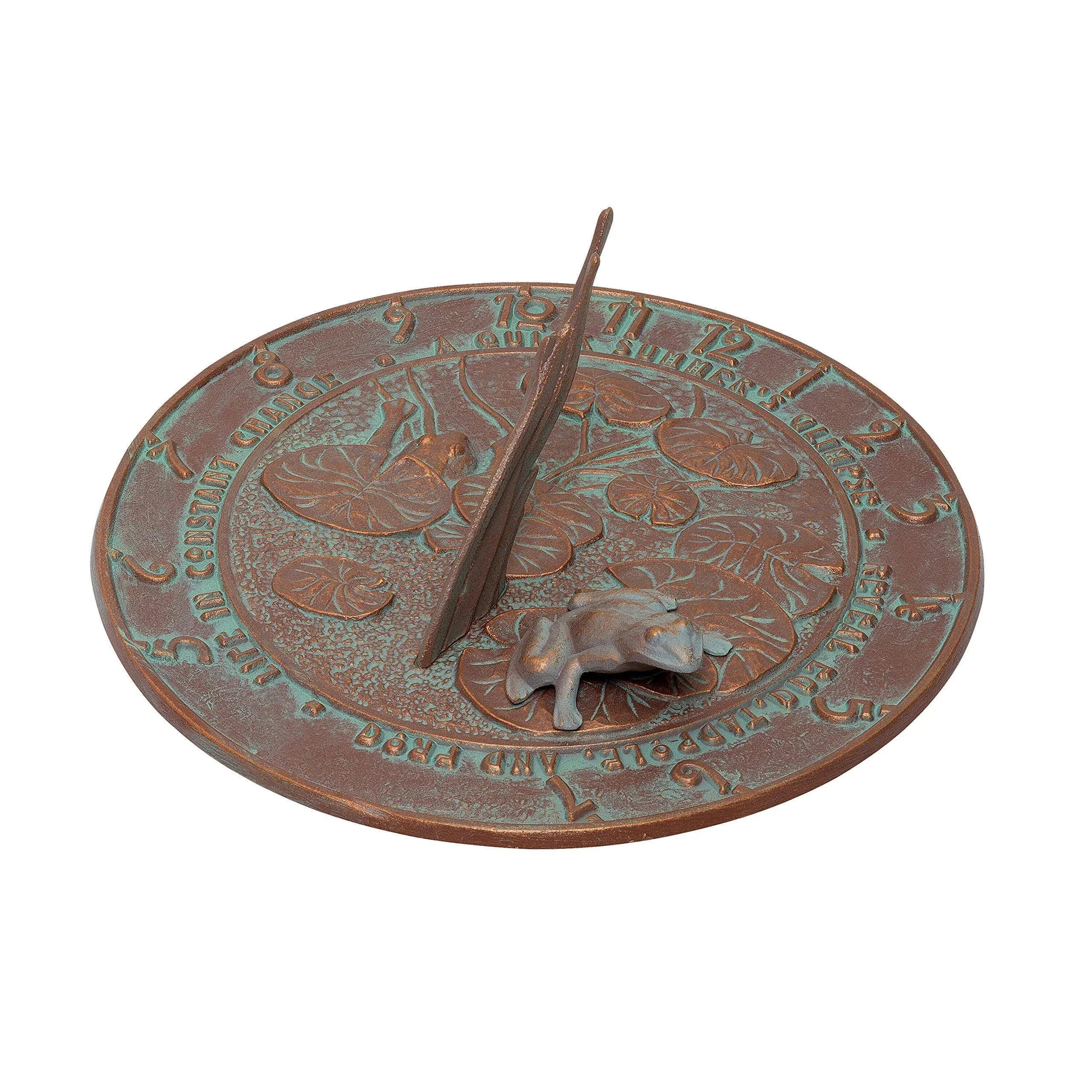 Whitehall Products 493 Frog Sundial, 12x12, Copper Verdi