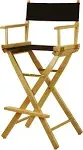 Casual Home Director's Chair ,Natural Frame/Black Canvas,30" - Bar Height