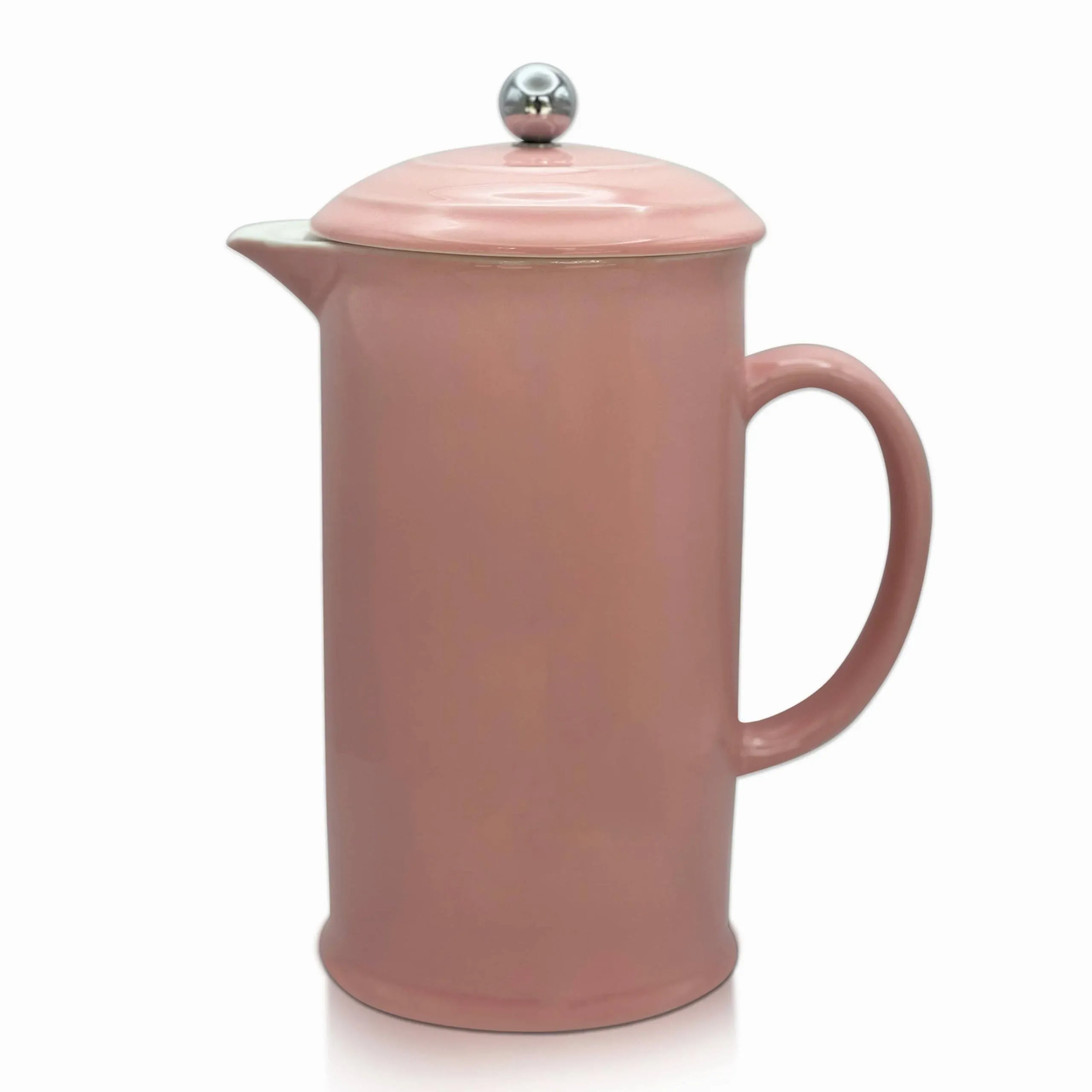 Pink French Press Coffee Maker Stoneware Vintage Cafetiere 34 Ounces Insulated Heat Retention Dishwasher Safe