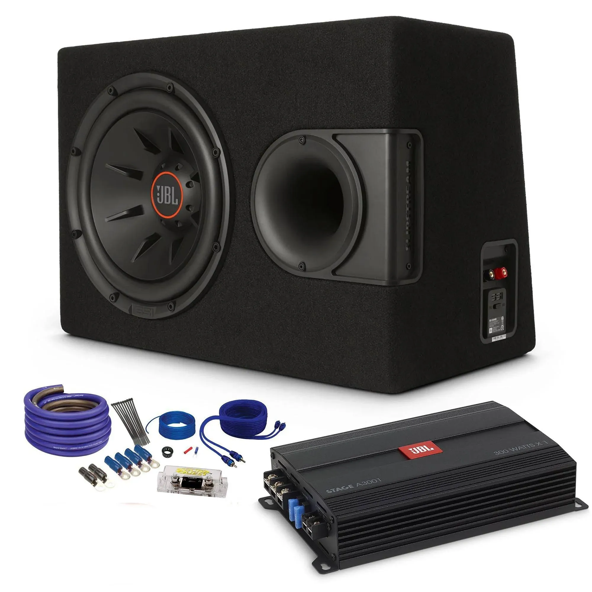 JBL S2-1224SS 1-12&#034; Loaded Ported Subwoofer Enclosure with JBL STAGE A3001 30...