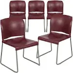 Flash Furniture HERCULES Series 5 Pack 880 lb. Capacity Burgundy Full Back Contoured Stack Chair with Gray Powder Coated Sled Base