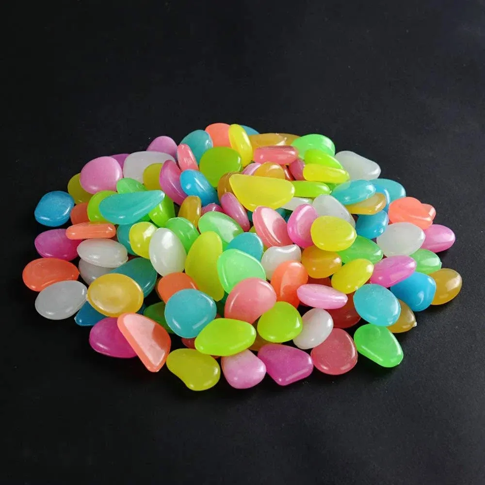 Glow in The Dark Rocks - 100pcs Garden Pebbles Multi Color Luminous Fish Tank...