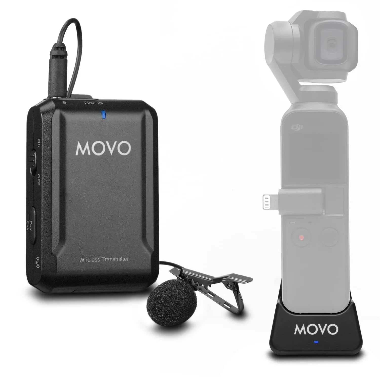 Movo Photo EDGE-OP Wireless Lavalier Microphone for DJI Osmo Pocket 1 and 2