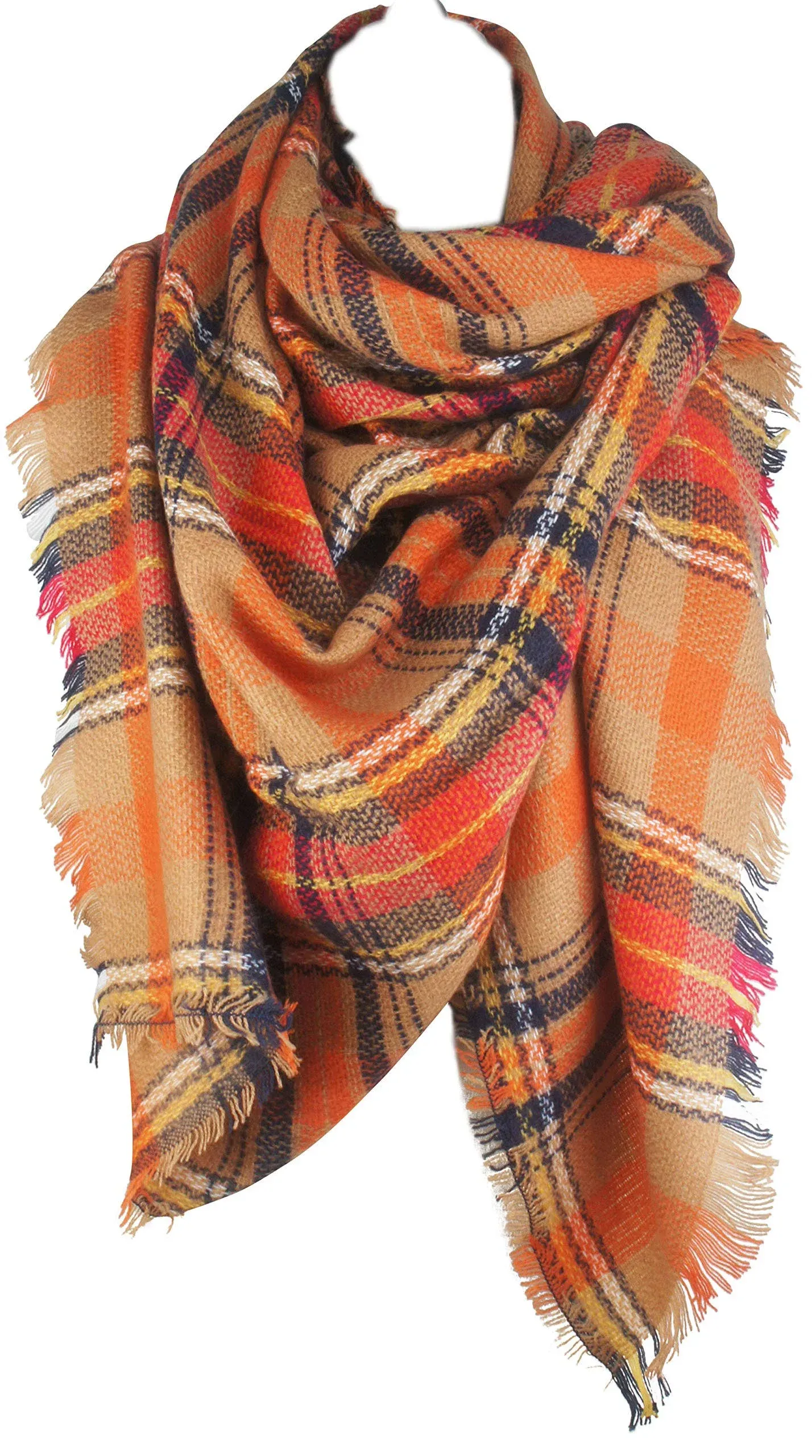 Women's Fall Winter Scarf Classic Tassel Plaid Tartan Warm Soft Chunky Large Blanket Wrap Shawl Scarves