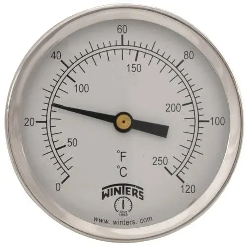 Winters TCT Series Dual Scale Mild Steel Clamp-On Thermometer, 2-1/2" Dial, 30 ...