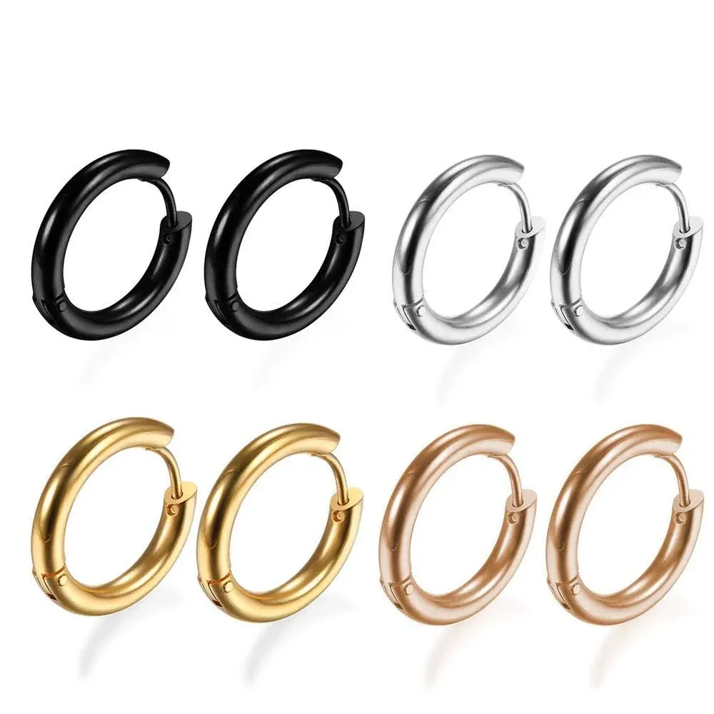 Gabry&jwl 4pairs 316L Surgical Stainless Steel Hoop Earrings Hypoallergenic 8mm ...