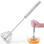 Newness Whizzy Whisk, Stainless Steel Semi Automatic Whisk Blender for Home -Versatile Tool for Egg Beater, Milk Frother, Hand Push Whisk - Kitchen Utensil for Blending, Whisking, Beating & Stirring