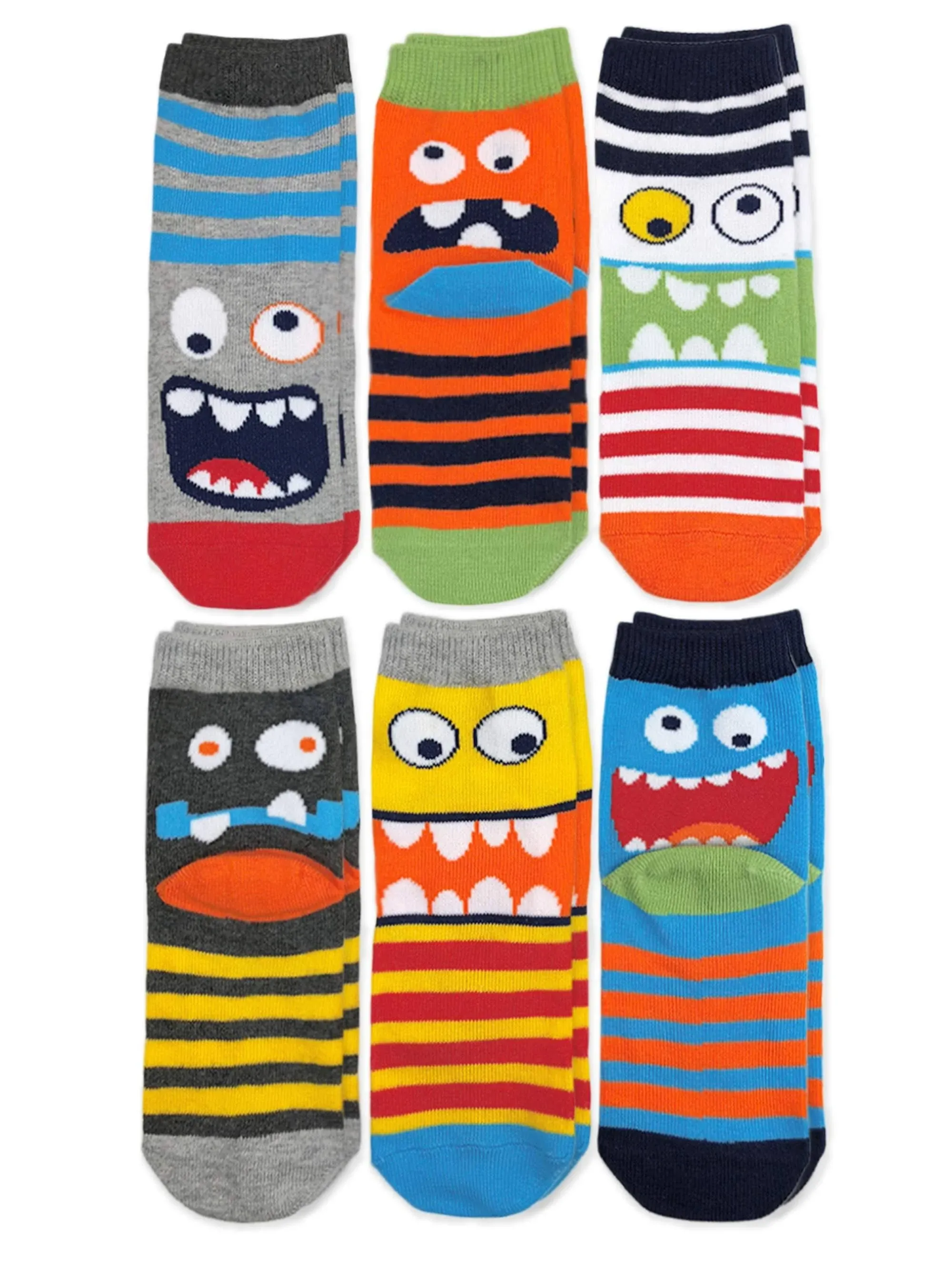 Jefferies Socks Boys Monster Pattern Crew Socks 6 Pair Pack