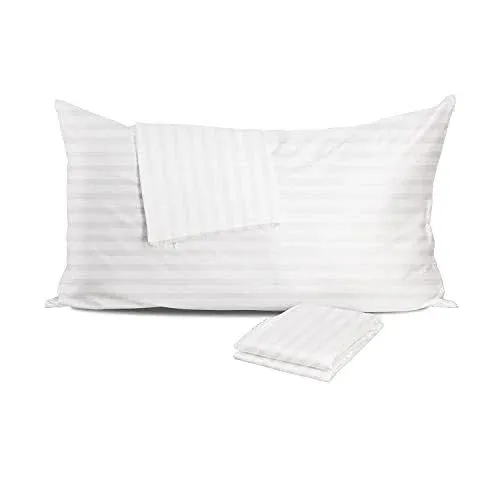 Craftsworth 100% Cotton Pillow Protector, 20x26 Stripe - Standard (PK 4)