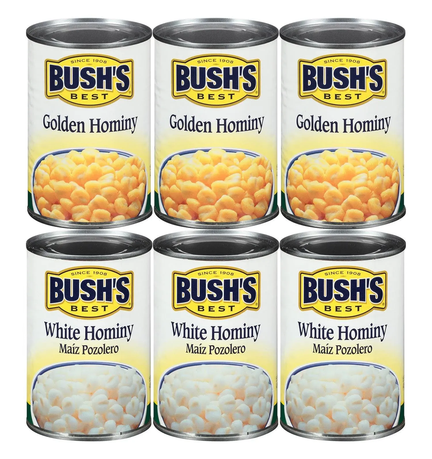 Bush's Best Baked Beans Variety Pack, 3 Golden Hominy Beans, 3 White Hominy Beans, 1 CT