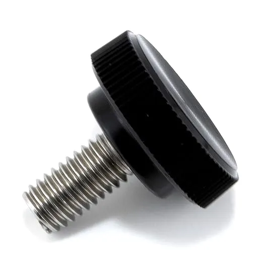 #10-32 x 3/8&#034; Thumb Screw Stainless Steel - Black Round Knurled Knob - USA