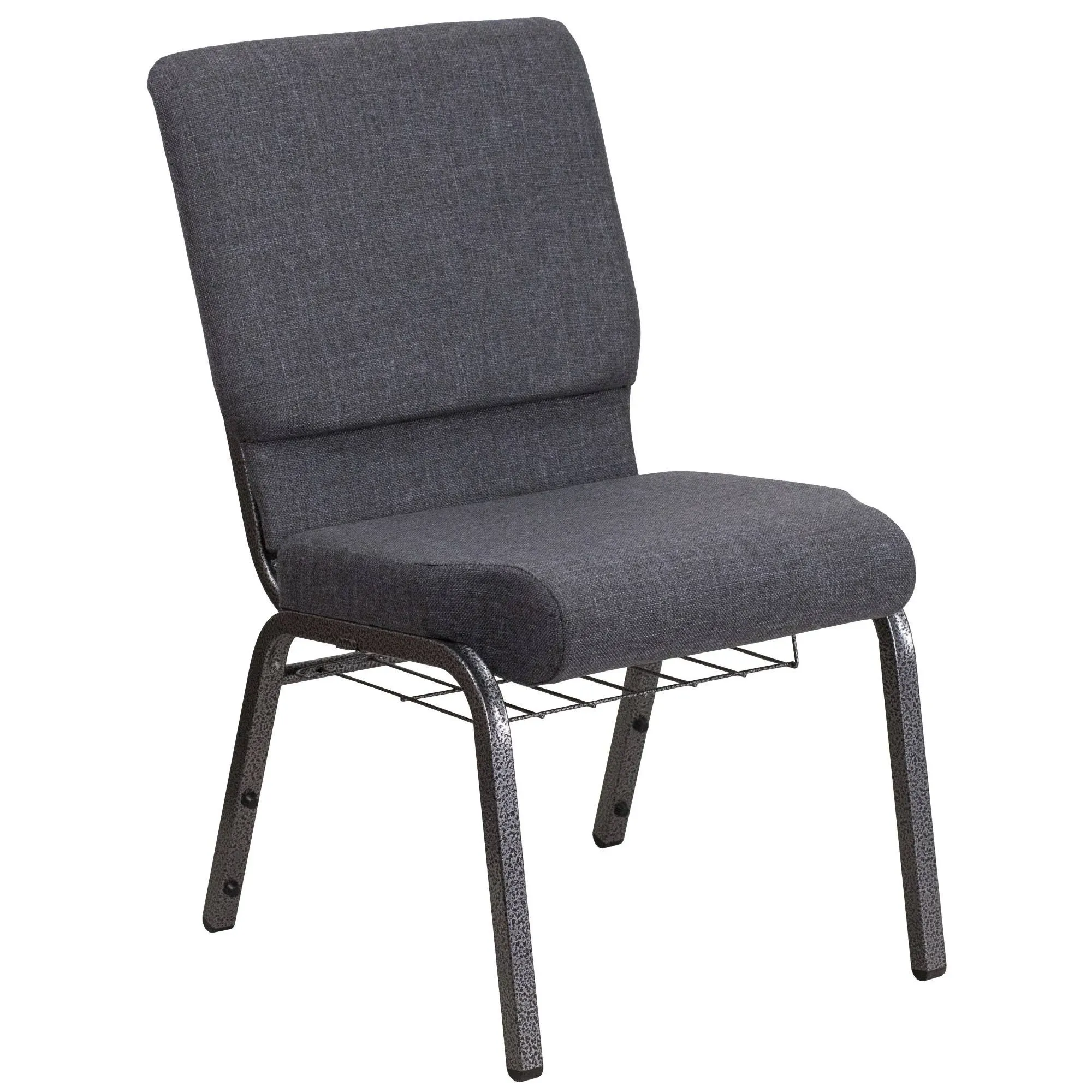 Flash Furniture Hercules Dark Gray Fabric & Silver Vein Frame 18.5''W Church ...