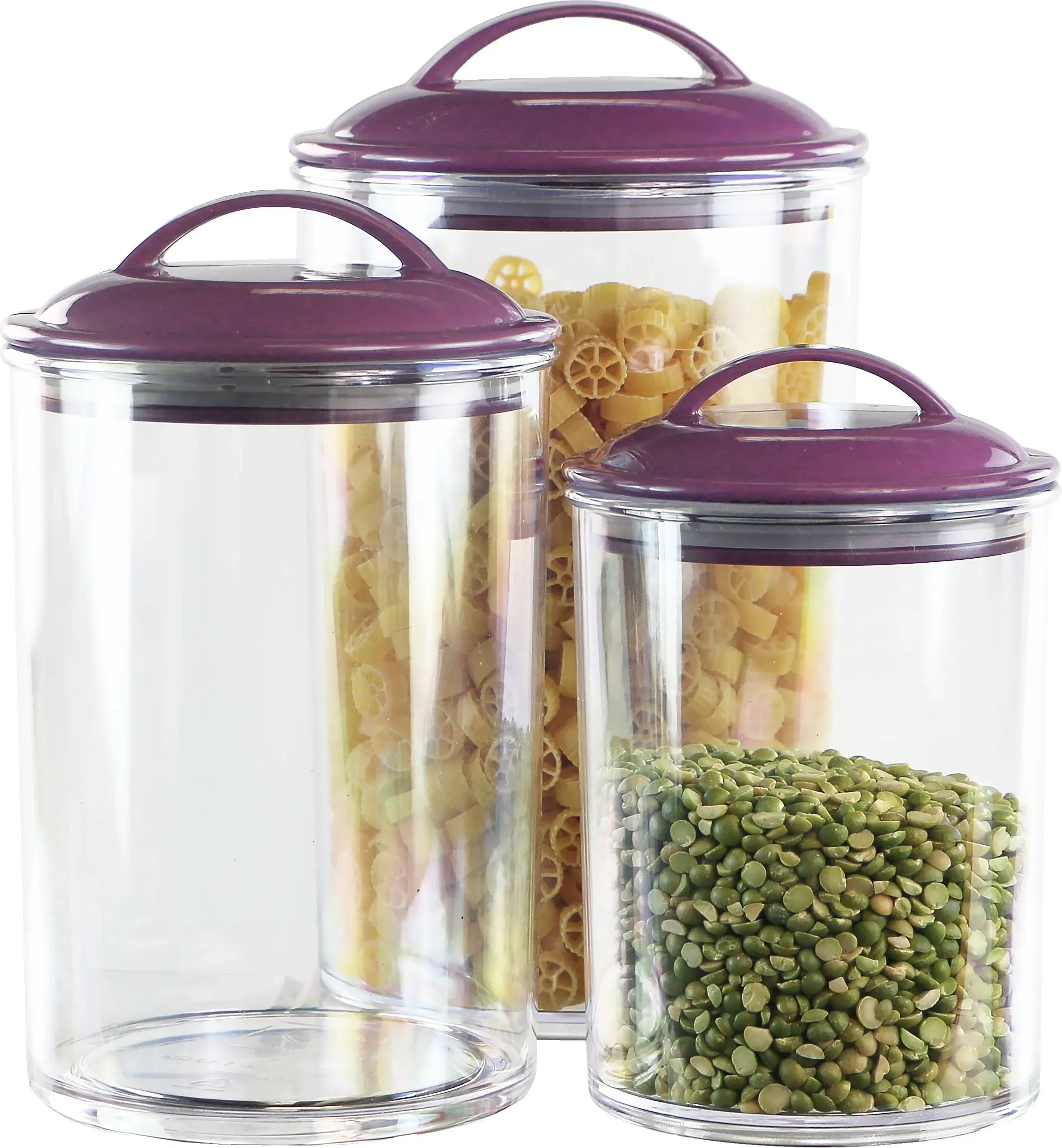 Calypso Basics by Reston Lloyd Acrylic Storage Canisters, Set of 3, Plum