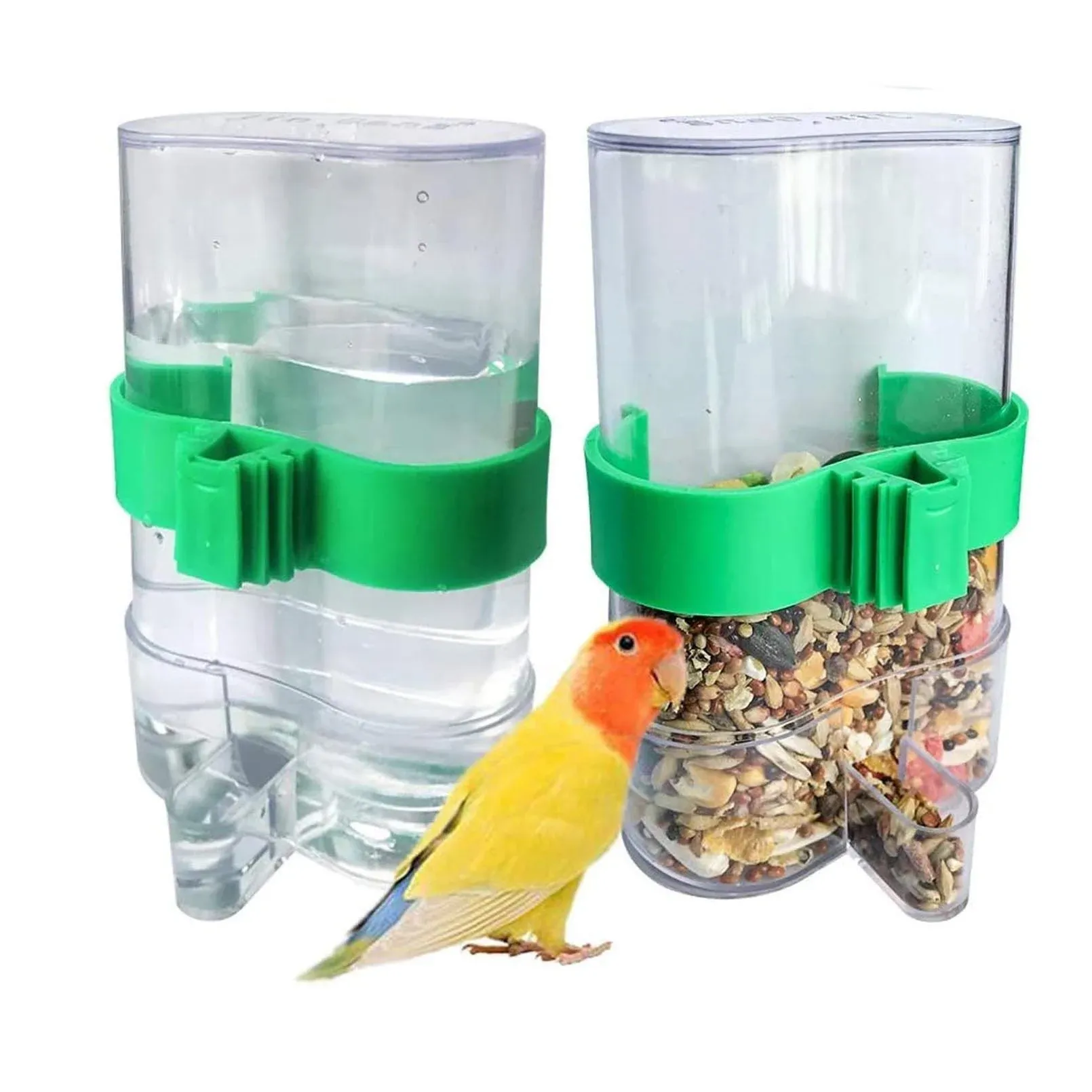 2 Pack Parrot Feeder Parakeet Water Dispenser No Mess Cockatiel Cage Accessories