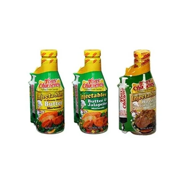 Tony Chachere Injectable Marinade Variety Pack Butter Butter Jalapeno and Roa...