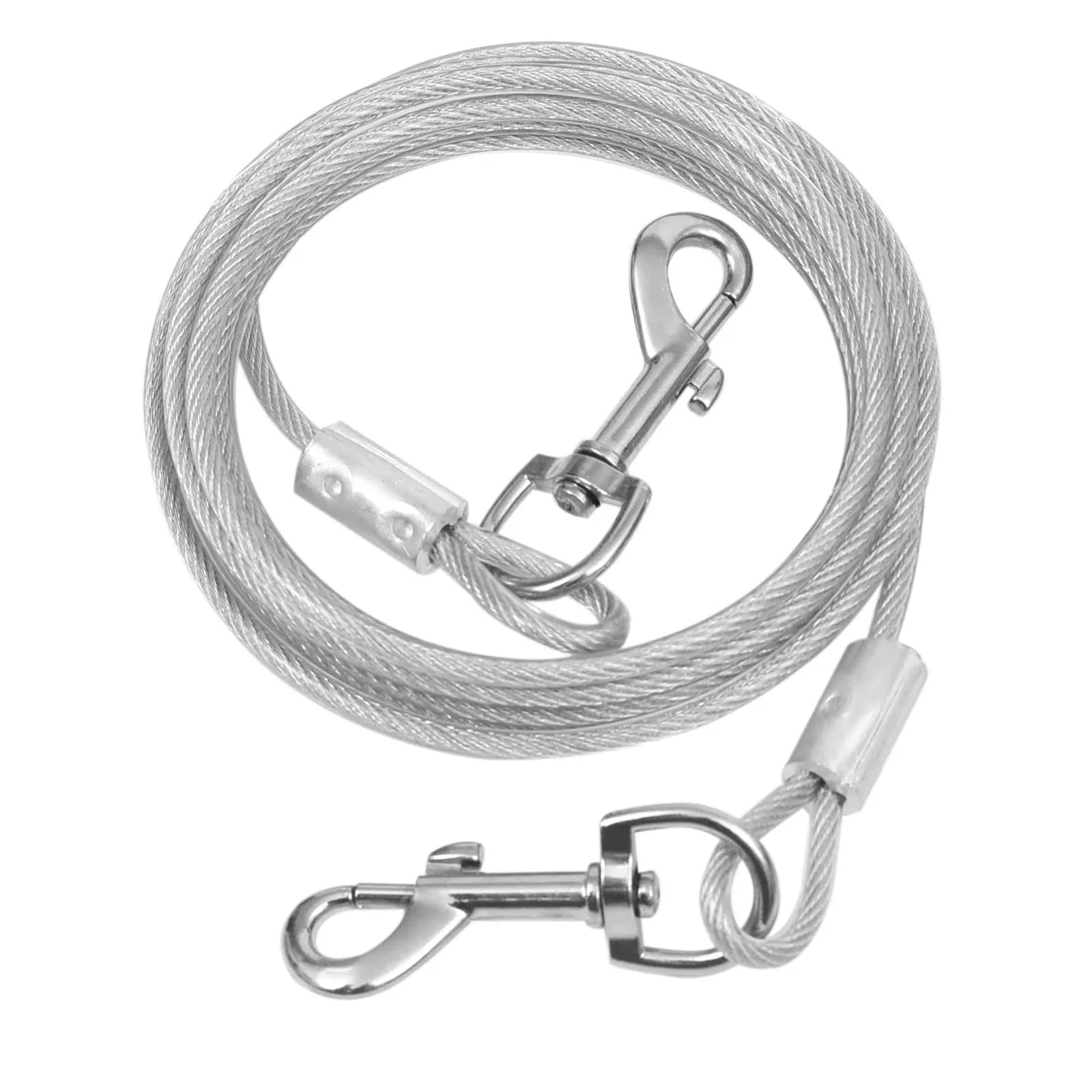 CLKHOWL Dog Tie Out Cable for Dogs Outside Up to 125/250Ibs, 10/16/32FT Long Dog Leashe&Chains, Durable Dog Runner Tether Line for Outdoor,Yard and Camping (125lbs10FT, Silver)