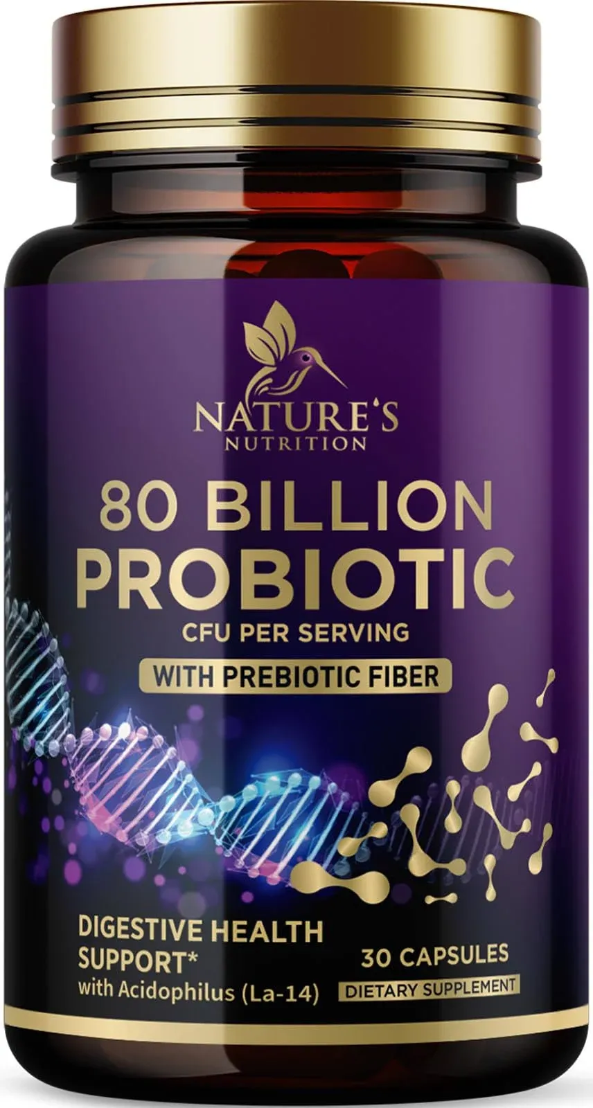 Probiotic Supplement 80 Billion CFU + Prebiotics, Acidophilus Probiotic Supports ...