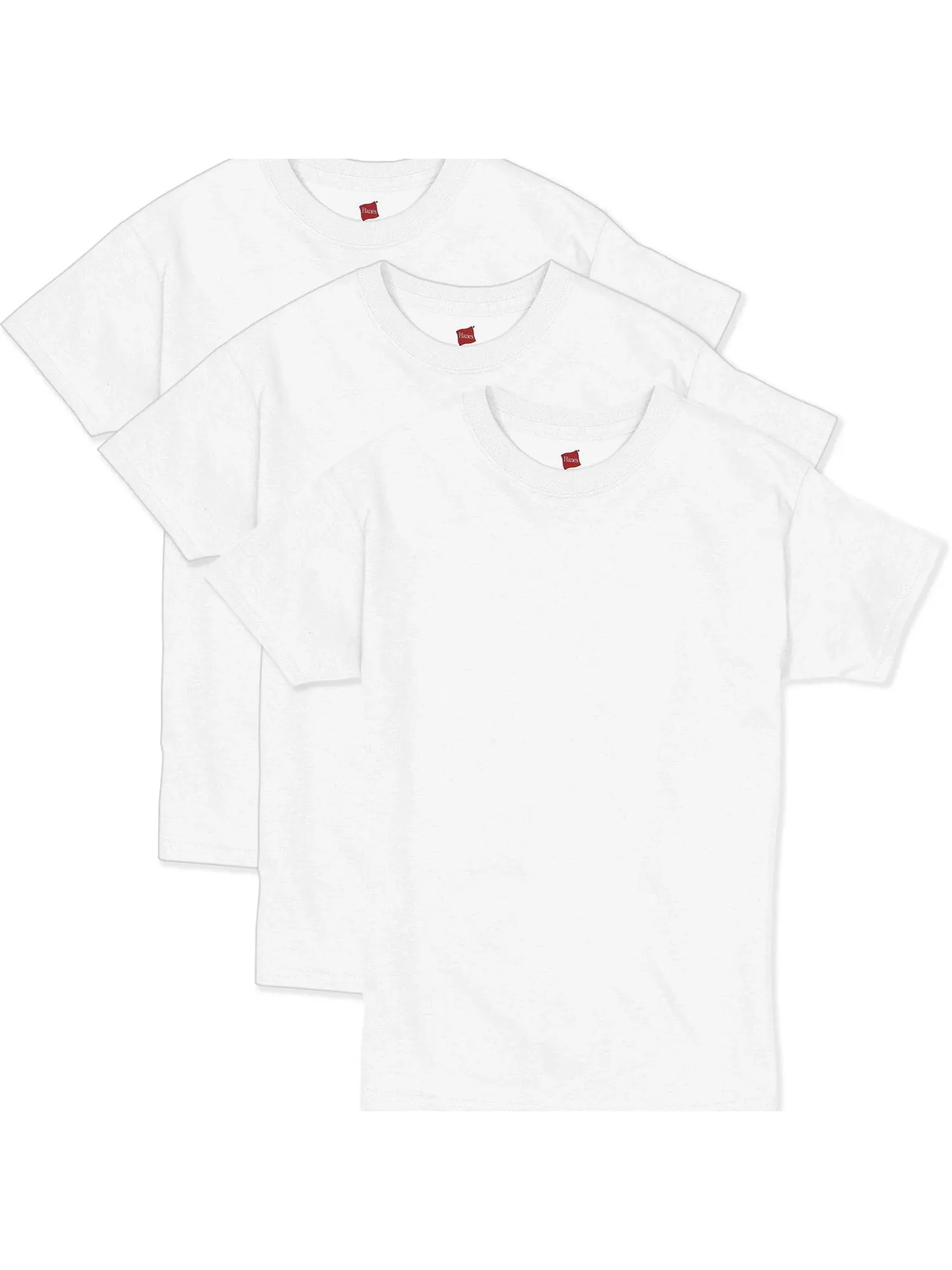 Hanes Big Boys&#039; Short Sleeve Comfort Soft Tee Pack of 3 White Medium