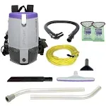 ProTeam Super Coach Pro 6 Backpack Vacuum Commercial with 2 Piece Wand Took Kit, 6 Quart, Corded, 107308