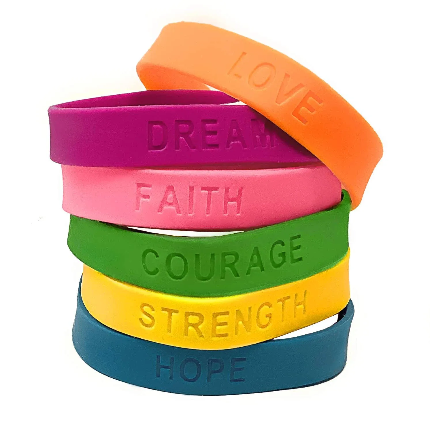 Podzly 48 Inspirational Sayings Rubber Bracelet Assortment - Motivational Party Favor - VBS Giveaway