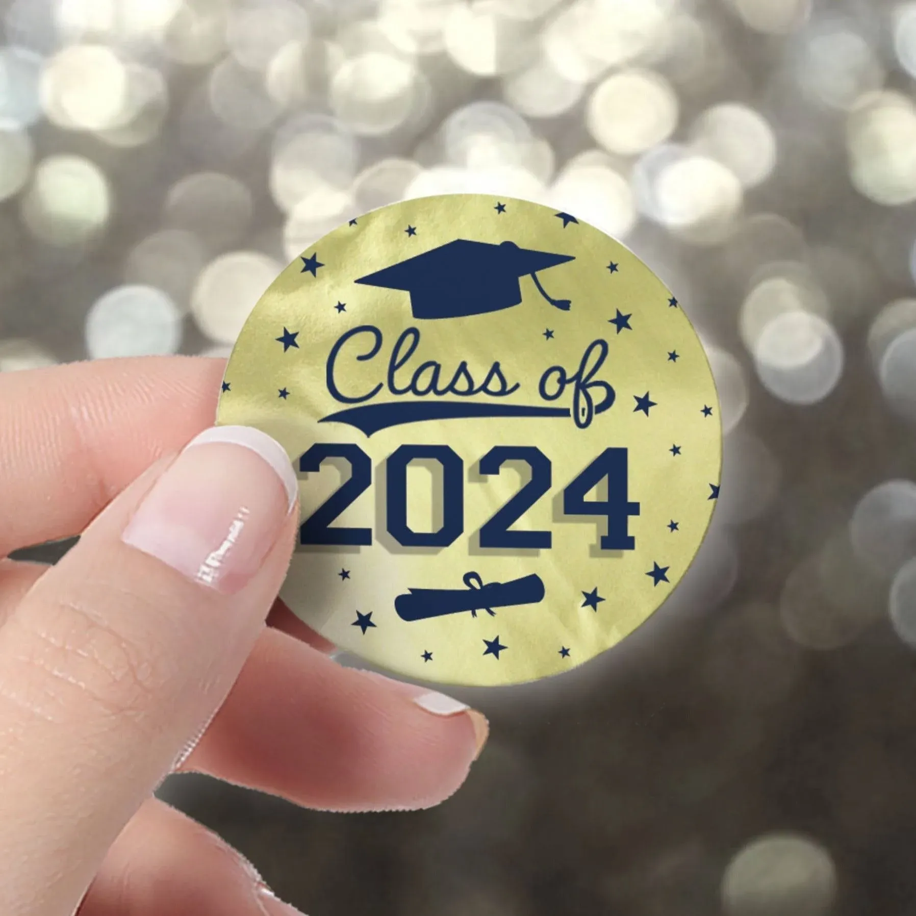 Distinctivs Blue and Gold Graduation Class of 2024 Party Favor Stickers, 40 ...