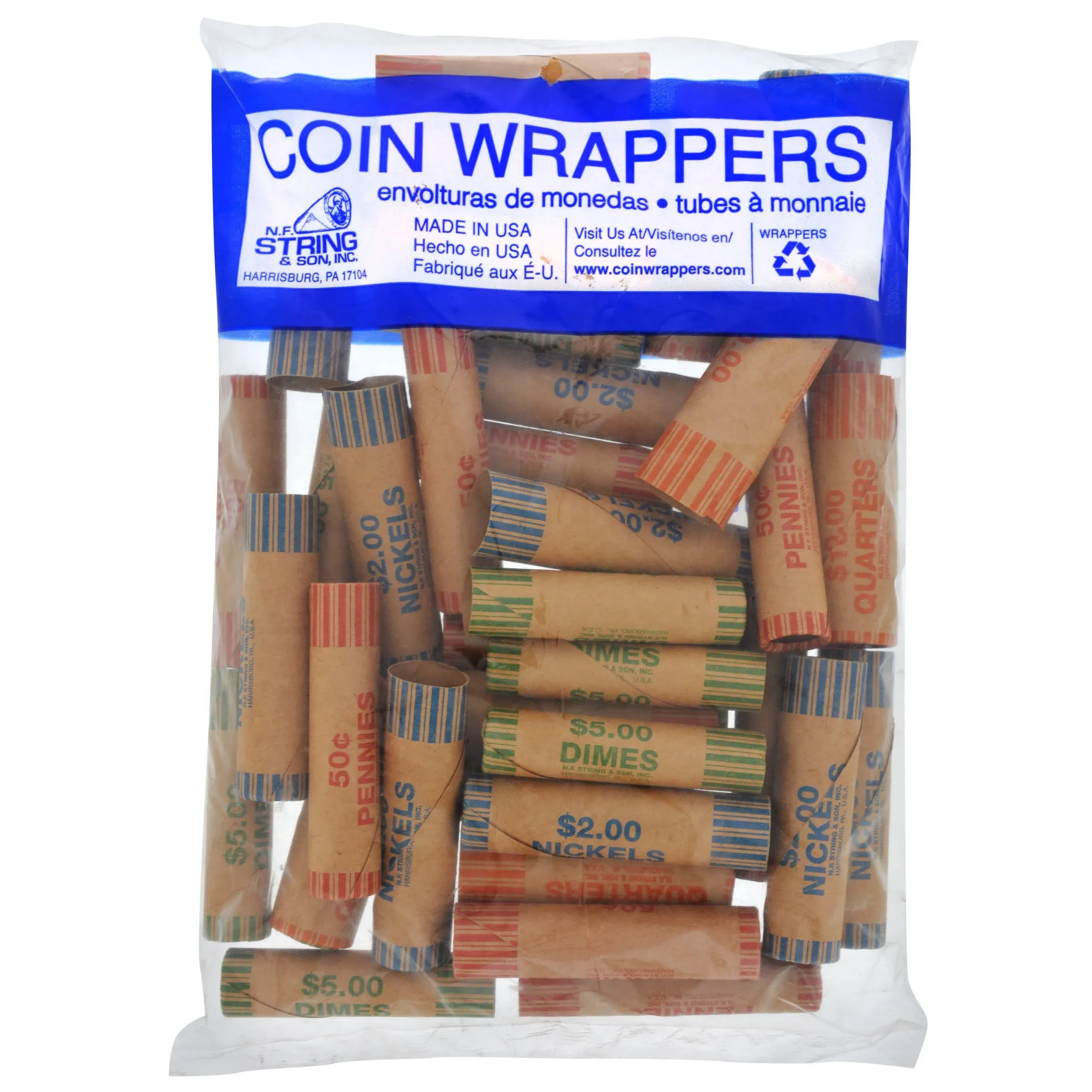 N. F. String and Son Crimped Quarter Coin Wrappers