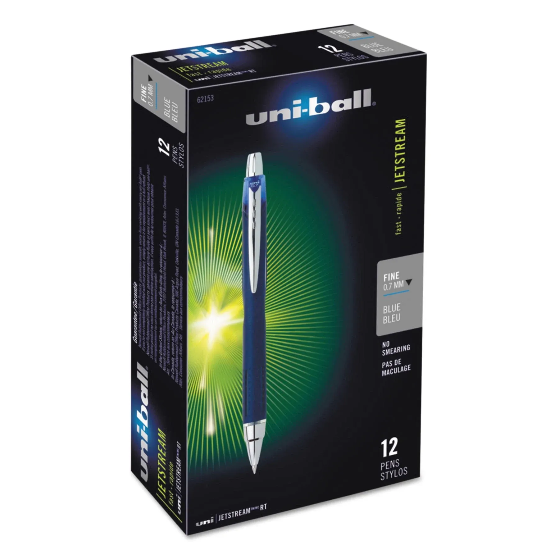 Uni-Ball Jetstream Retractable Ballpoint Pen Fine 0.7 mm Blue Ink Blue Barrel