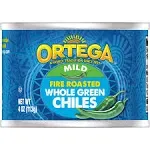 Ortega Whole Green Chiles, Mild, 4 Ounce (Pack of 24)