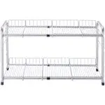 Flagship 2 Tier Under Sink Organizers and Storage Rack Expandable Cabinet Shelf Rack for Kitchen Bathroom Silver (16-25 inches)