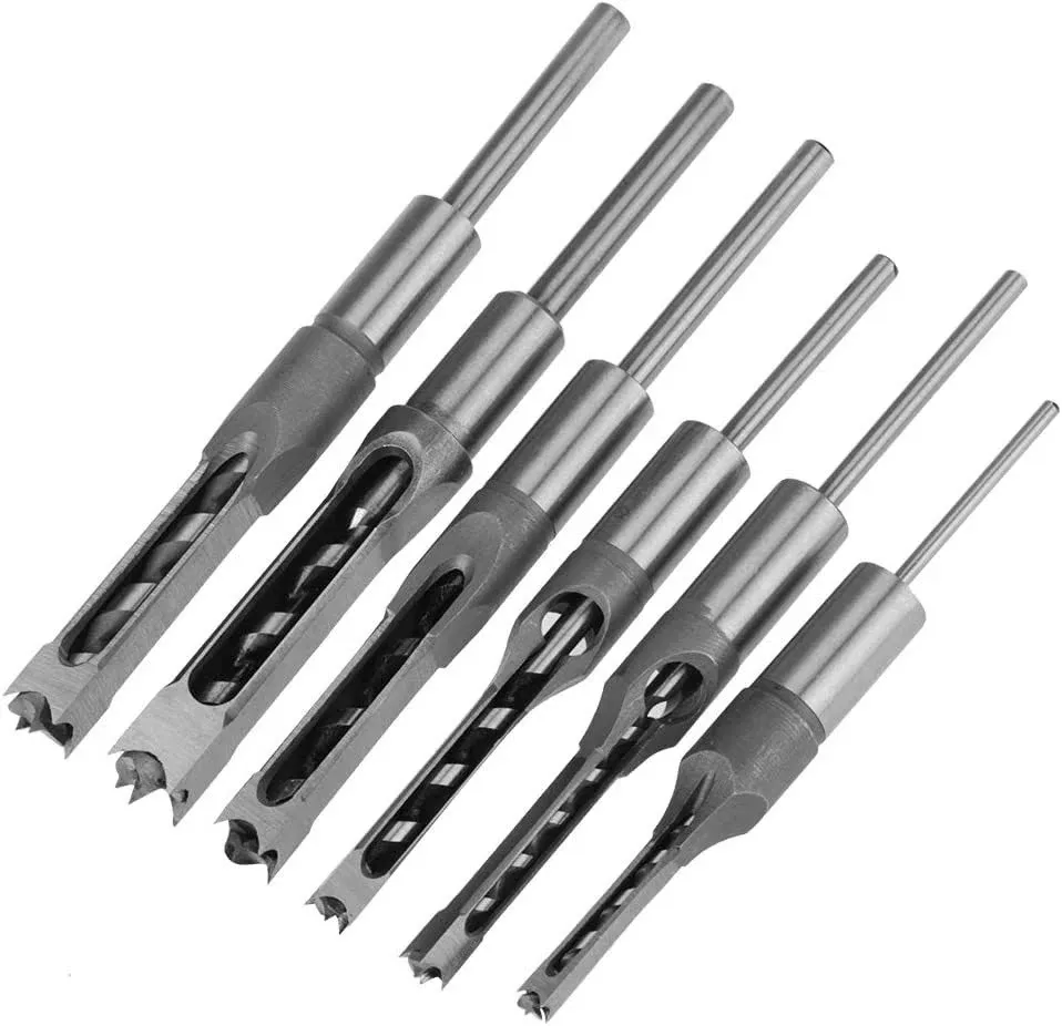 Ejoyous Square Hole Drill Bits, 6pcs Steel Woodworking Hole Saw Mortising Chisel ...