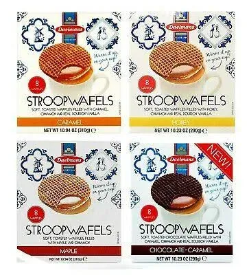 DAELMANS Stroopwafels, Dutch Waffles Soft Toasted, Honey, Office Snack, Kosher Dairy, Made in Holland, 8 Stroopwafels per Box, 8.11 Oz (Pack of 1)