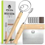 Bread Making Tools and Supplies - Set of 3 - Danish Dough Whisk, Bread Lame, Ben