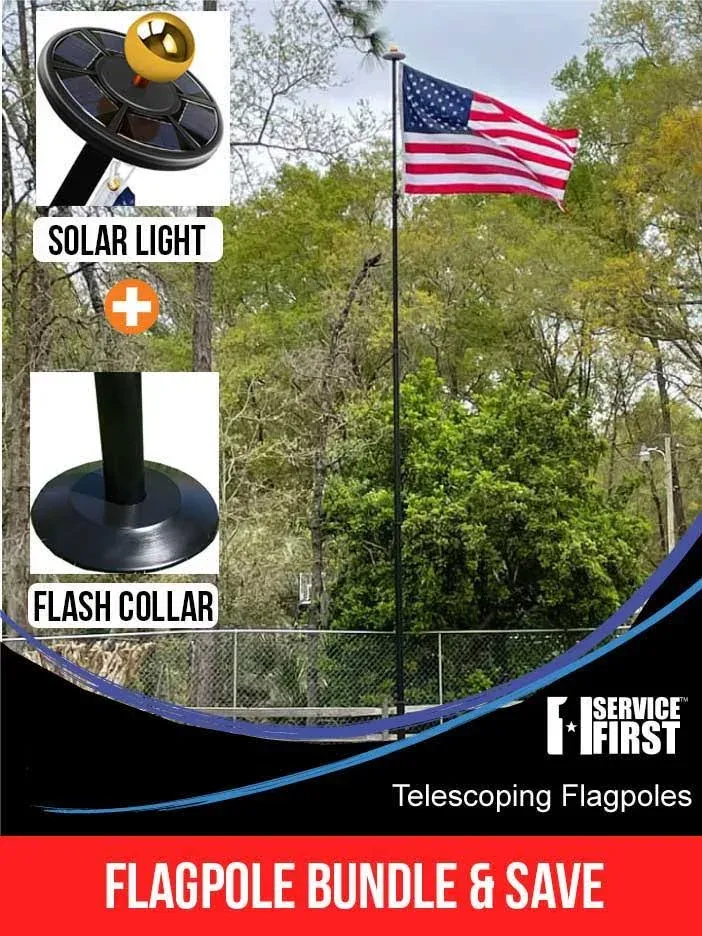 (Bundle) 20' or 25' Delta Telescoping Flagpole Bundle "Freedom Edition