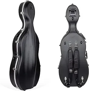 Crossrock 4/4 and 3/4 Size ABS Molded Cello Case with Wheels in Black(CRA862CEFBK)