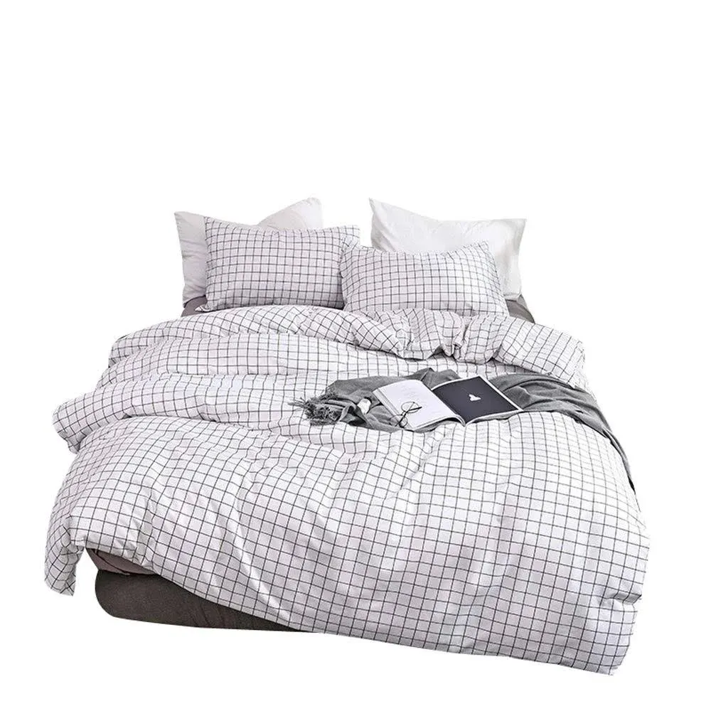 Black and White Bedding Set Grid,Cute Plaid Duvet Cover Kids Teens Room Decor ...