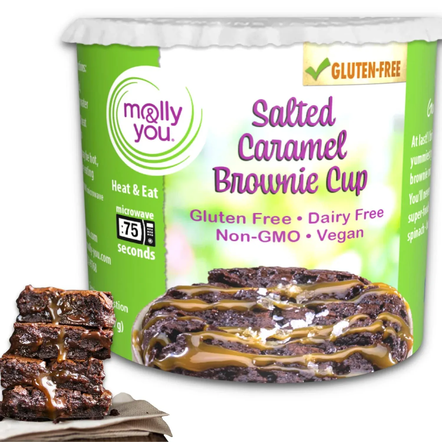 Molly and You Salted Caramel Gluten-Free Brownie Cup (Pack of 6) - Microwave ...