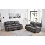 Betsy Furniture 2PC Bonded Leather Recliner Set, Sofa, Loveseat, 8018, Beige