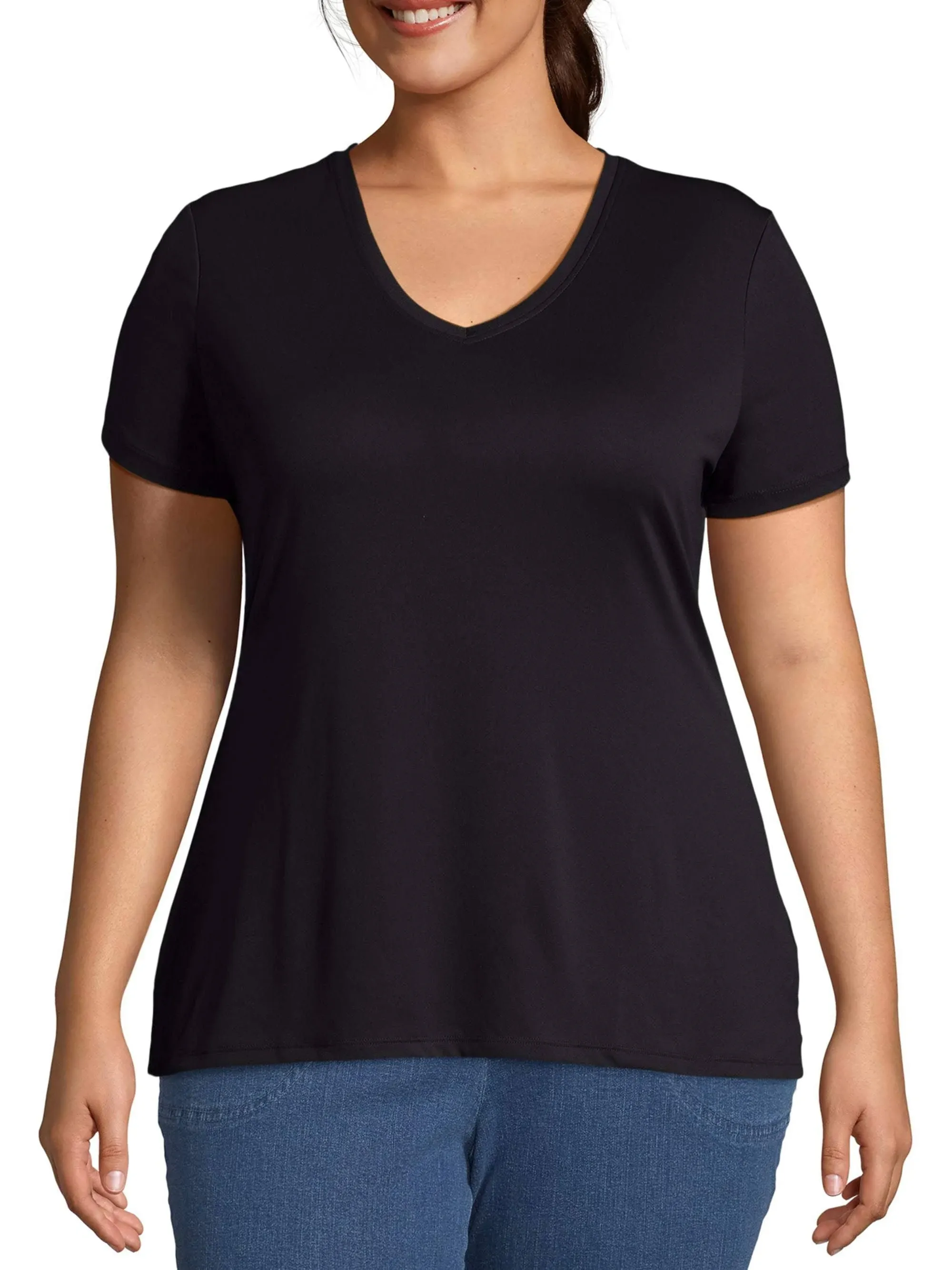 Just My Size Women's Plus-Size Cool DRI Short Sleeve V-Neck Tee