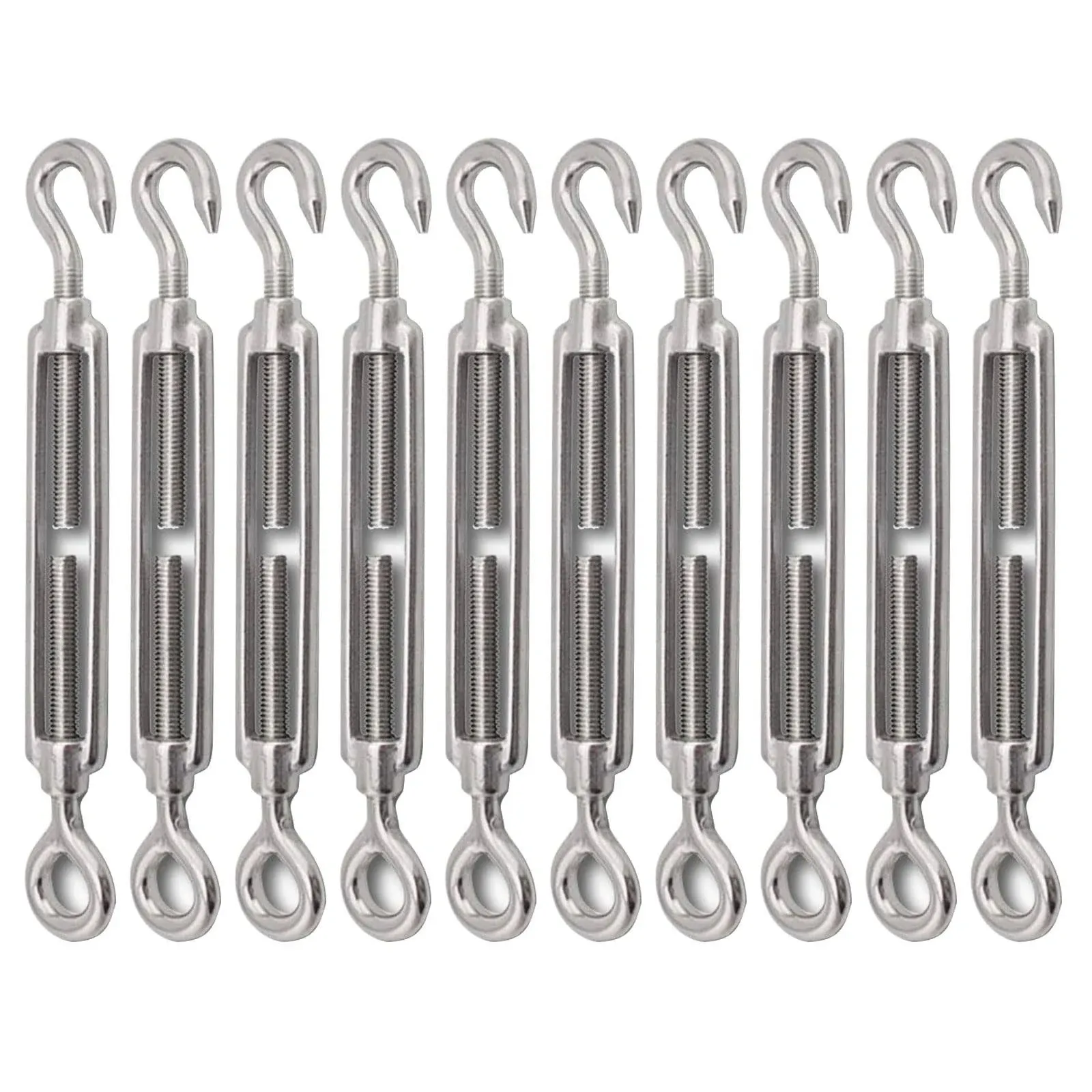 10pack M6 Turnbuckle Hook And Eye Stainless Steel Cables Wire Turnbuckles Heavy 