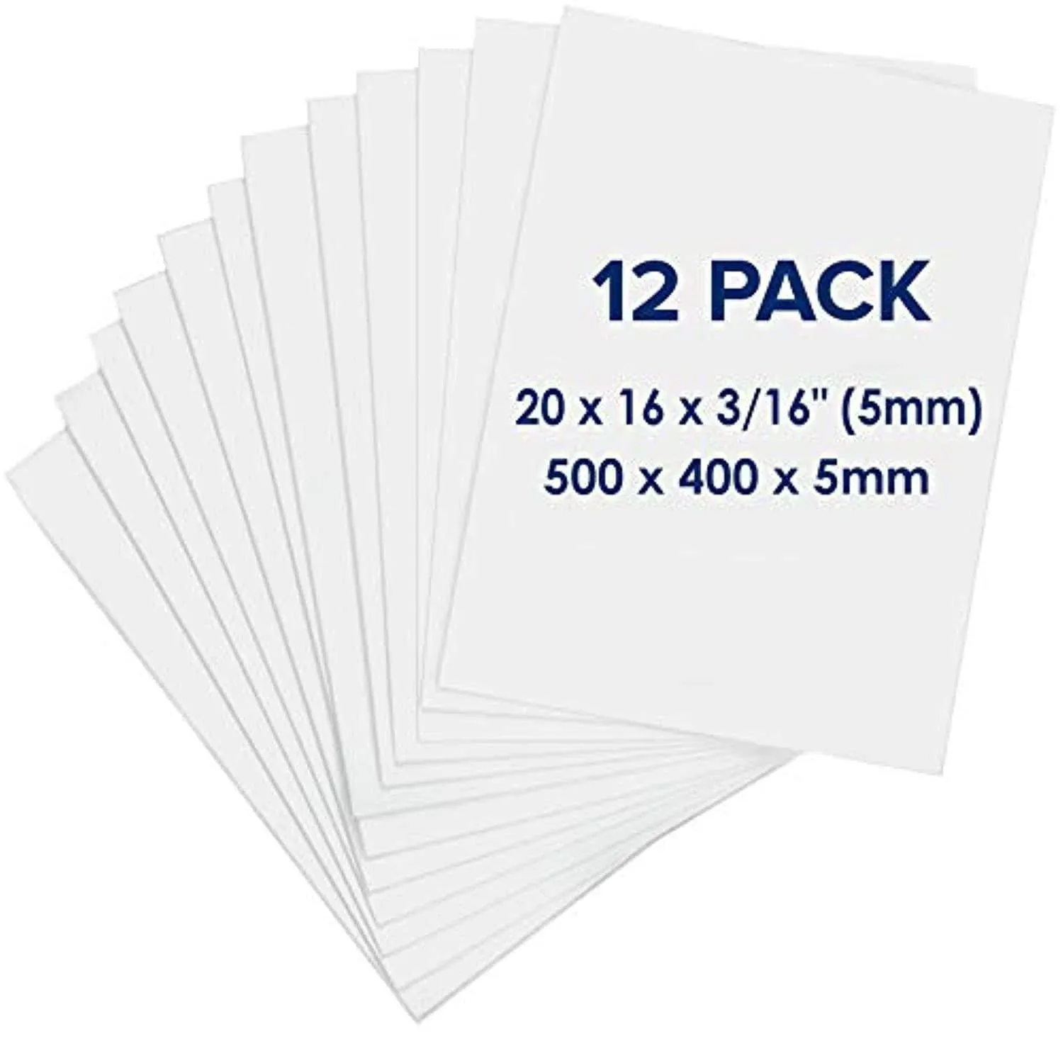 Foam Board 16 x 20 x 3/16" - Premium 12 Pack - White Poster Board, Acid Free, Double Sided, Rigid, Sign Board Foamboard for Mounting, Crafts, Paintings Prints, Art, Display, Presentation and Projects