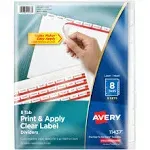 Avery 8 Tab Dividers for 3 Ring Binder, Easy Print & Apply Clear Label Strip, Index Maker Customizable White Tabs, 10-Pack of 5 Sets, 50 Sets Total (11437)