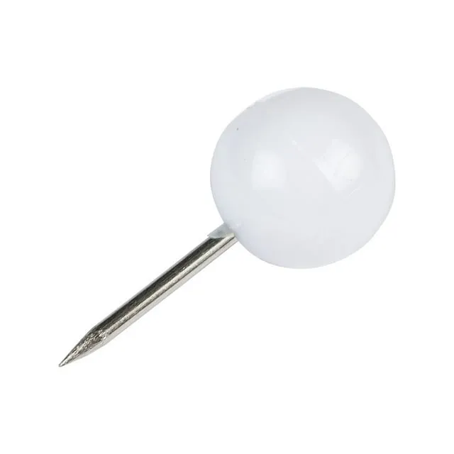 JAM PAPER Round Head Push Pins White 100/Pack (346RTWH)