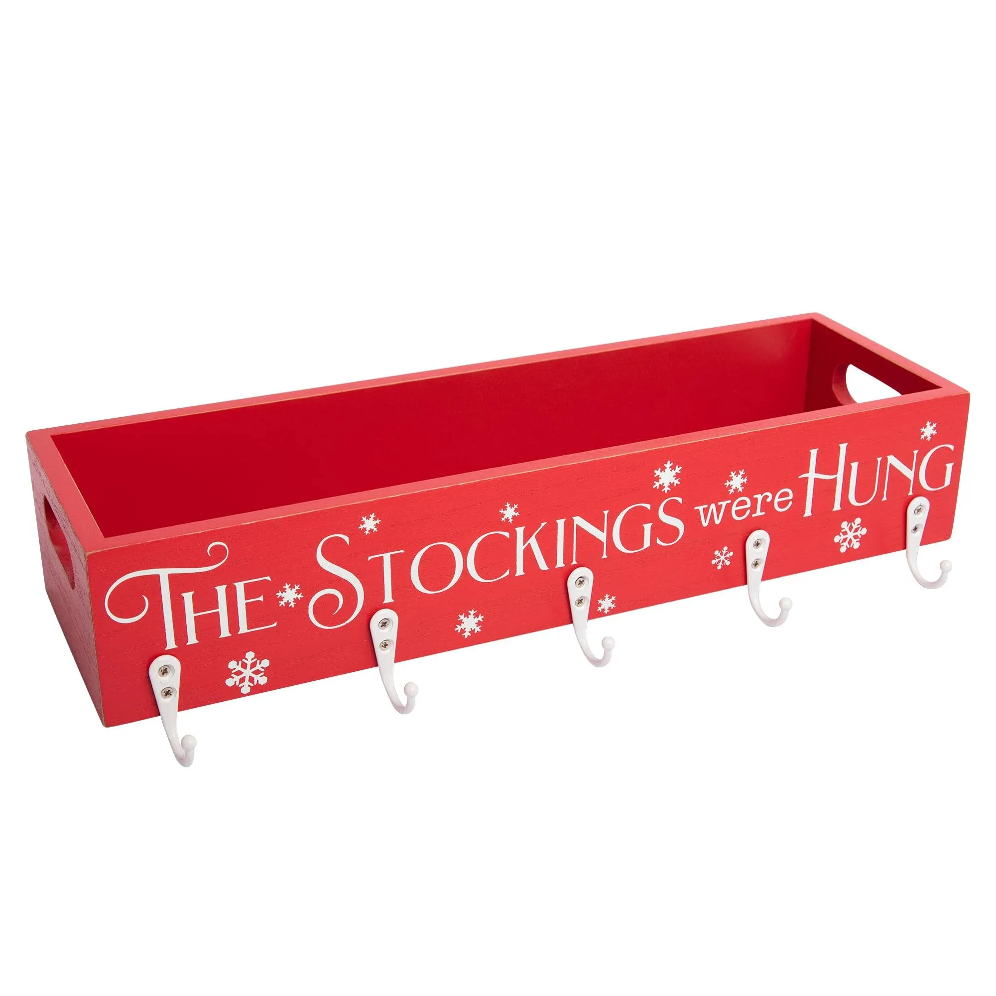 HPC Dec R Our Happy Place HPC Decor Christmas Stocking Holders, Wooden Box with 5 ...